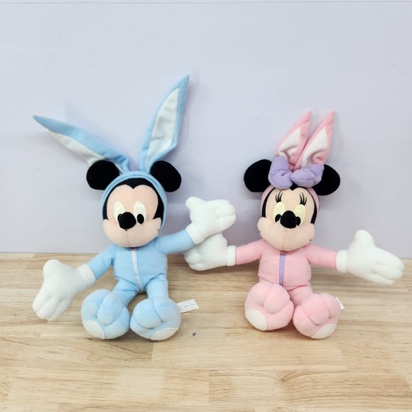 Mattel Other - Vintage Disney Mickey And Minnie Mouse Easter Bunny 11" Plush Mattel